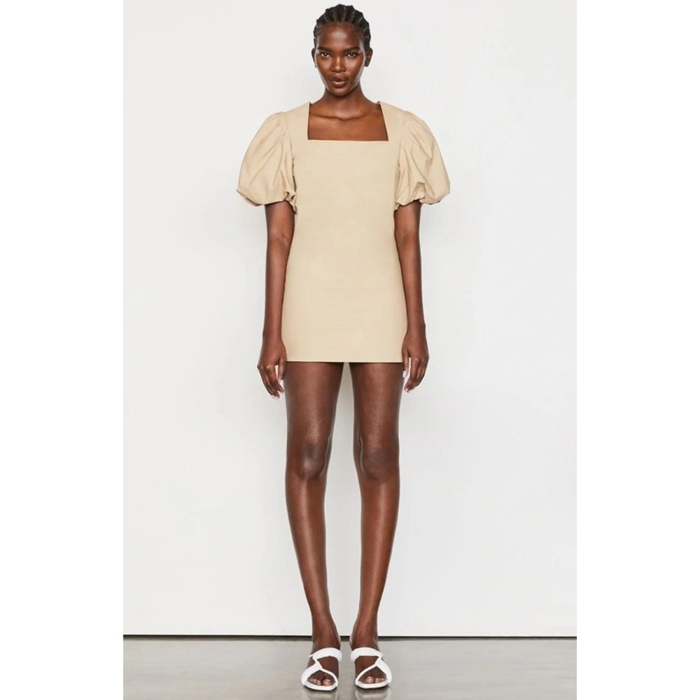 Frame Nina Mini Dress Womens XS Pebble Square Neck Minimalist Party Date Night